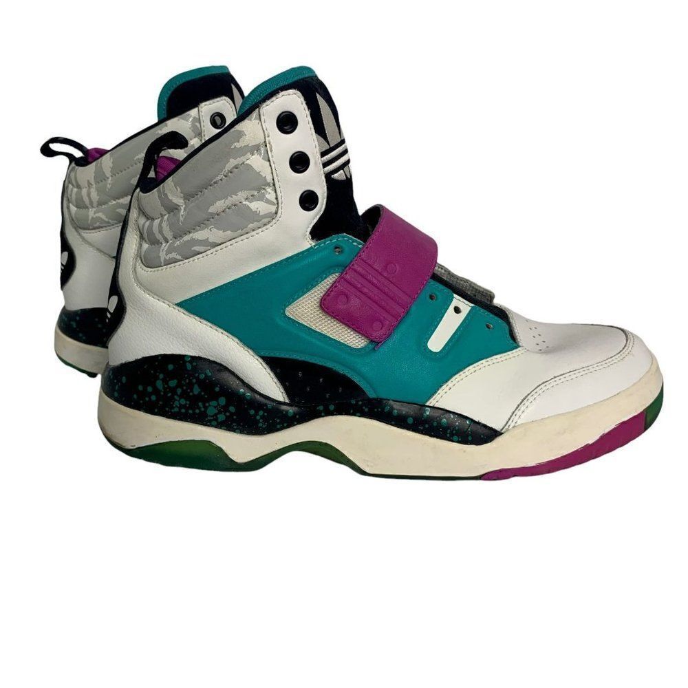 Adidas Hackmore Sample High Top Sneakers 9 Art Deco White Vivid Pink Ortholite